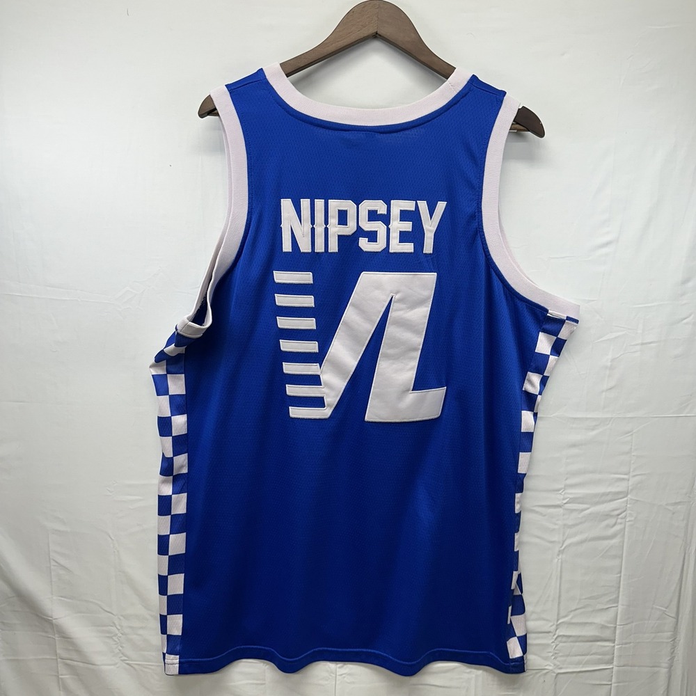 Nipsey Hussle Victory Lap Basketball Jersey Mens 2XL Blue Checkered VL Marathon - Picture 2 of 3